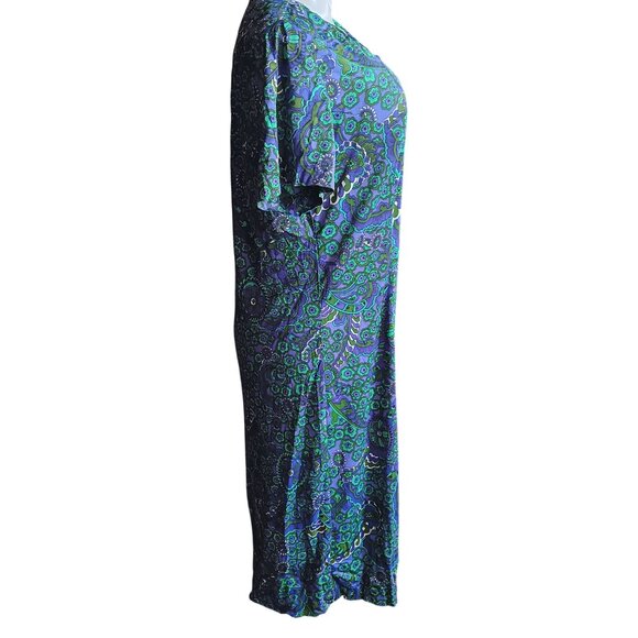 M/L True Vintage 1970's MooMoo Dress Lane Bryant Floral Square Neckline Groovy - Picture 5 of 7